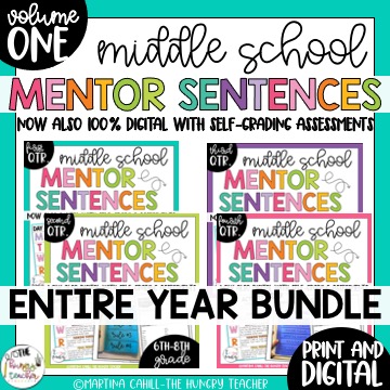 product cover for middle school mentor sentences