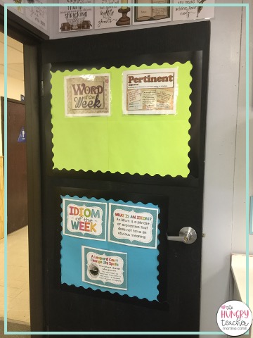 ELA terms display in middle school classroom