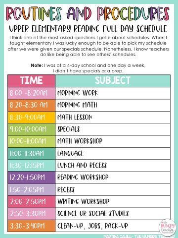 upper elementary all day schedule