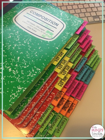 student interactive notebooks with organized tabs