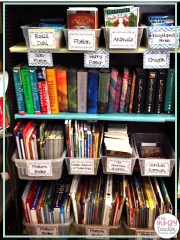 picture book section of classroom library