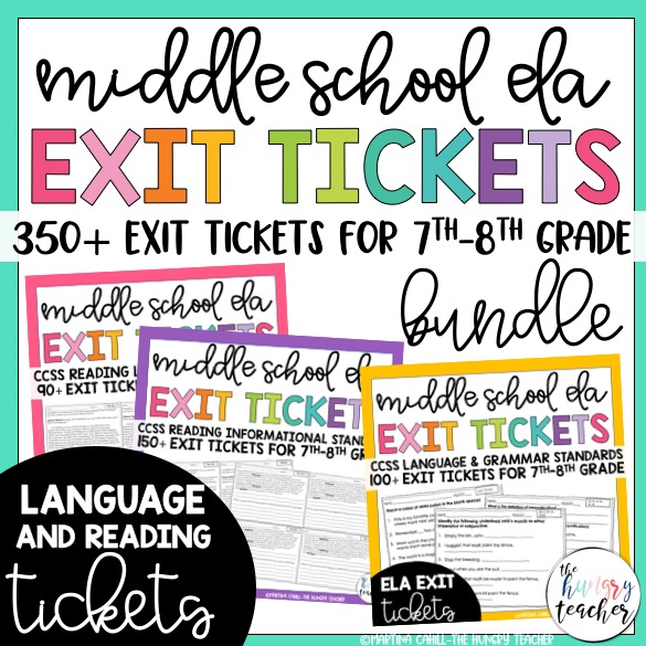 middle school ela literature grammar and nonfiction exit tickets