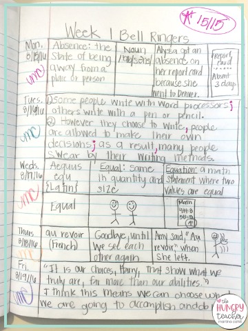 no prep and no copies ELA bell ringers notebook pages