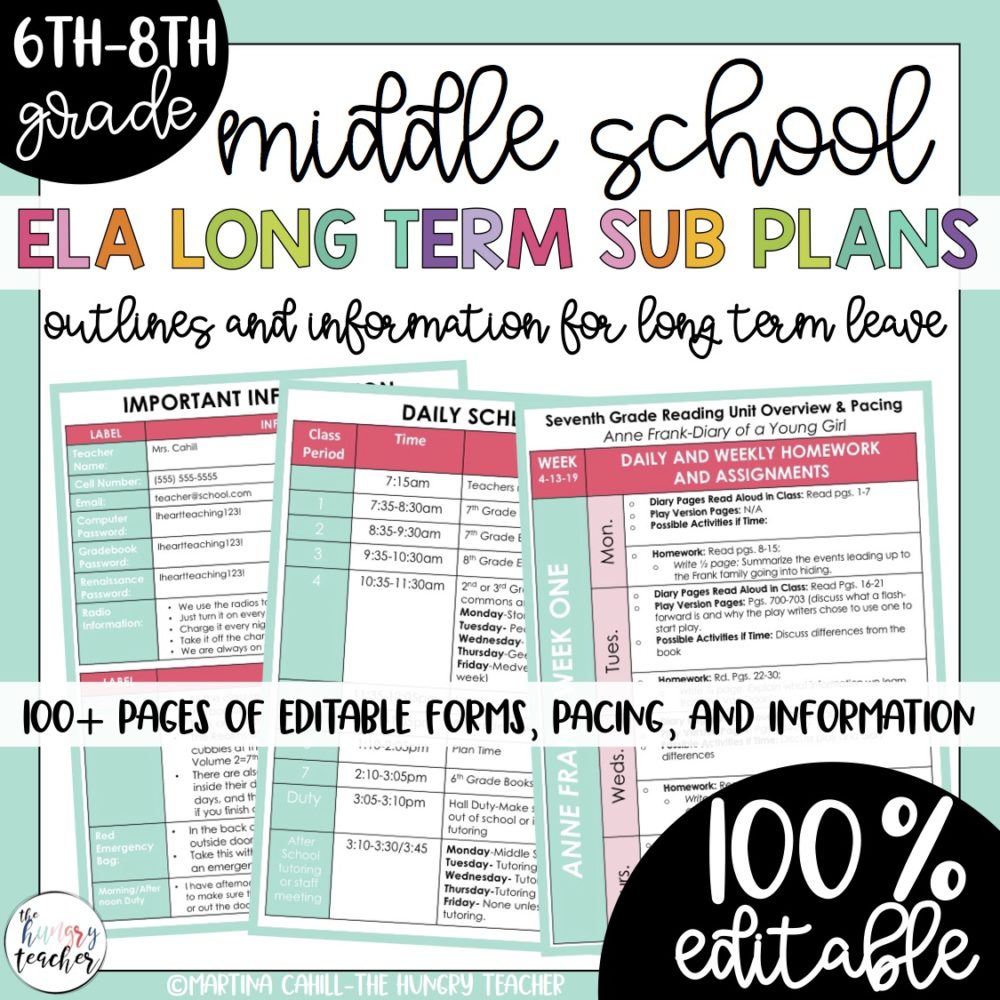 cover for my editable la long term sub plans resource 