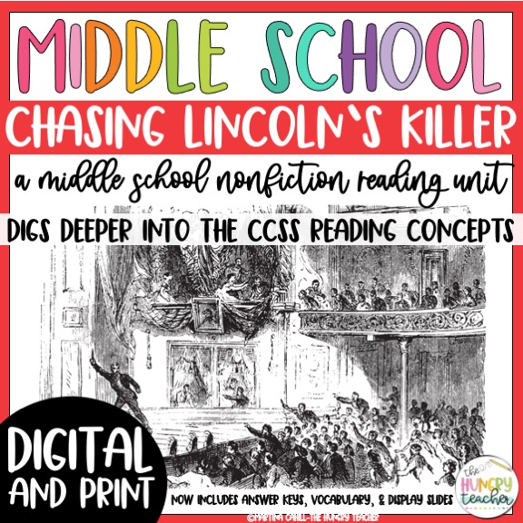 chasing lincoln's killer nonfiction novel study and reading units