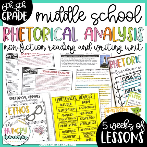 rhetorical analysis reading and writing unit for middle school ela