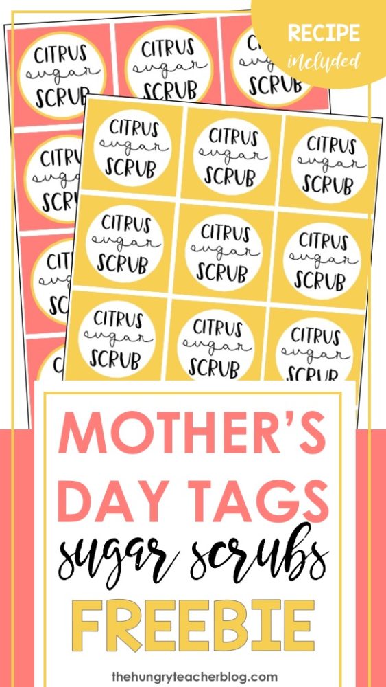 mother's day sugar scrubs gift tag download