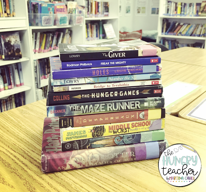 stack of books to recommend to students for independent reading