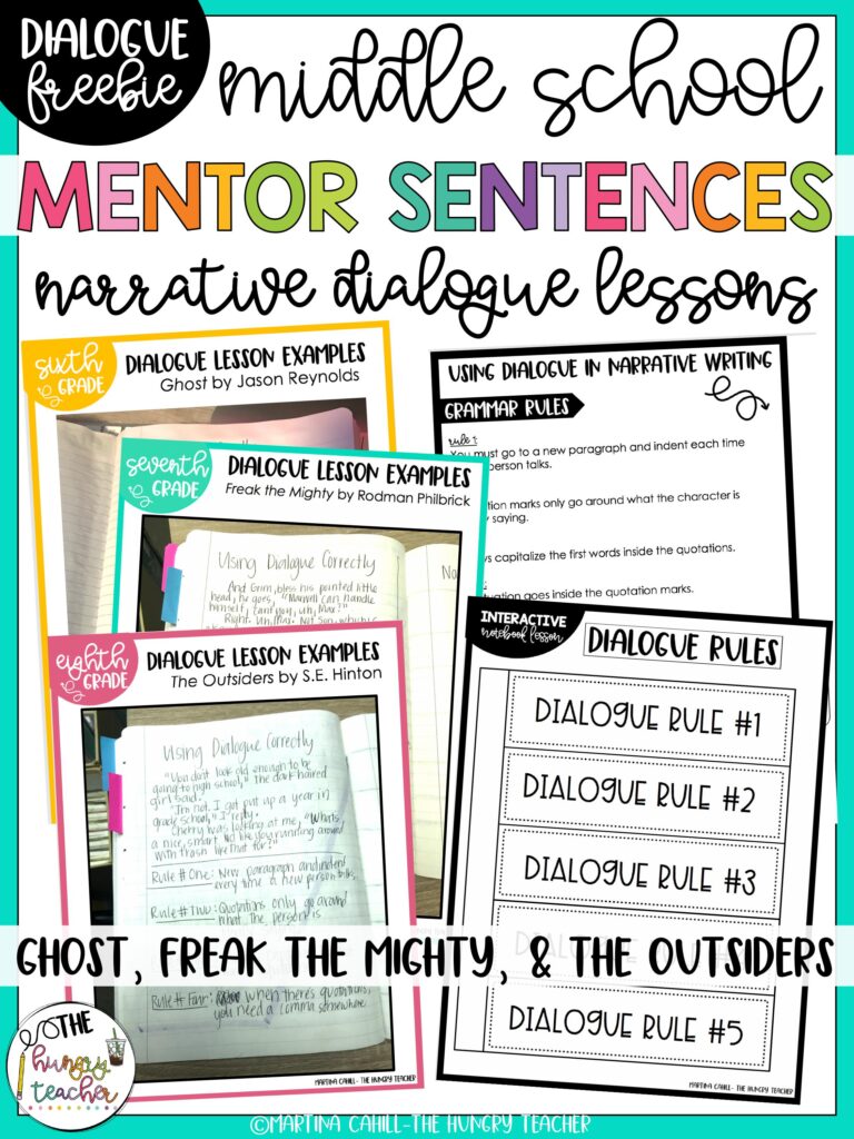 Middle School Mentor Sentences Narrative Essay Dialogue Freebie - The ...