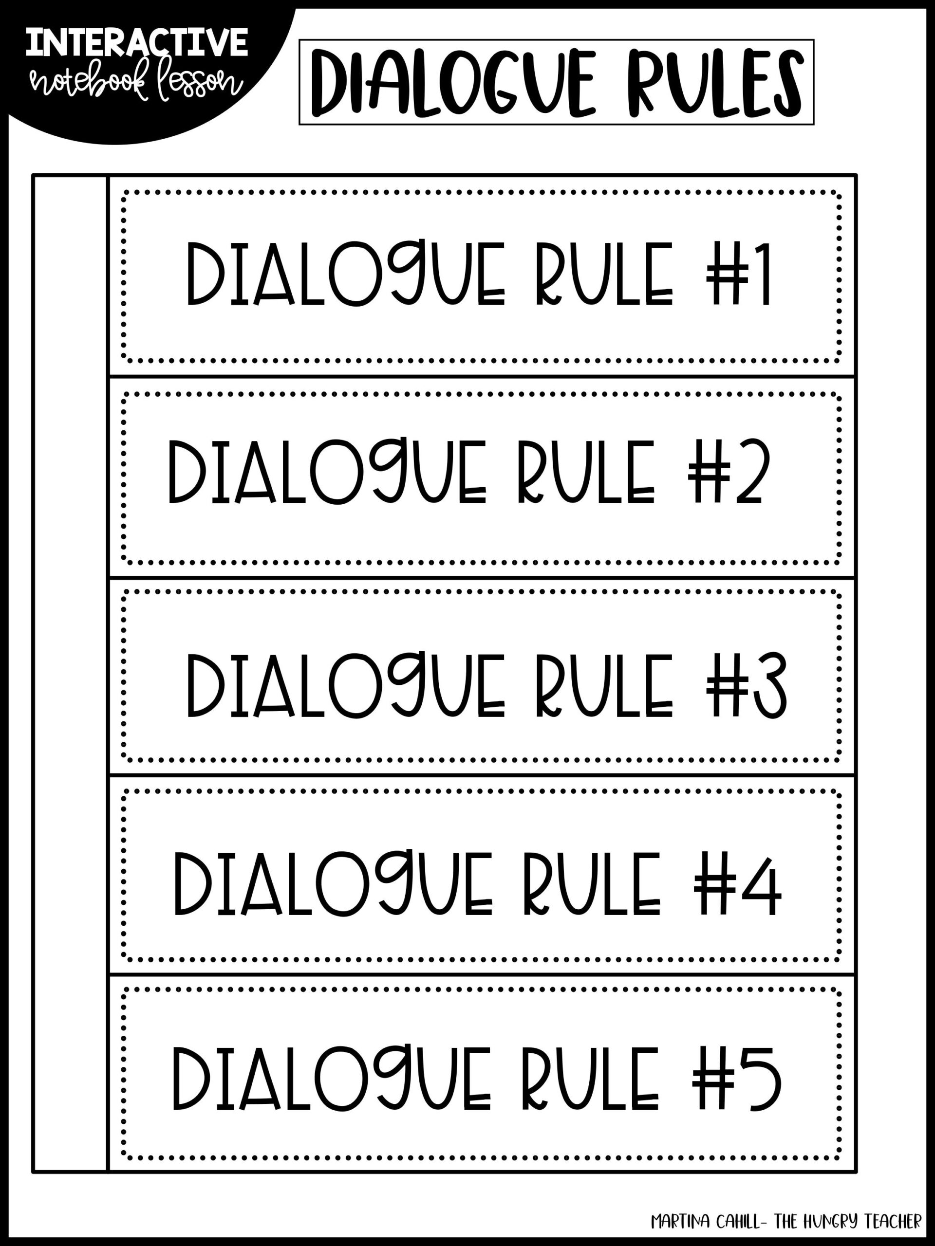 narrative dialogue interactive notebook lesson