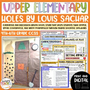 Holes by Louis Sachar Novel Study Reading Unit Lesson Plans Activities for Upper Elementary