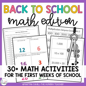 Back to School Beginning of the Year Activities Math Edition - The ...