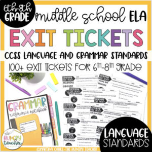 Middle School Literature Nonfiction Grammar Exit Tickets for Assessment ...