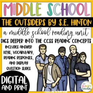 The Outsiders | Novel Study Reading Unit | 7th 8th | Distance Learning ...