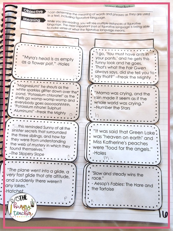 EXAMPLE OF FIGURATIVE LANGUAGE INTERACTIVE NOTEBOOK LESSON