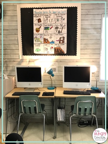 computer station in middle school ela classroom