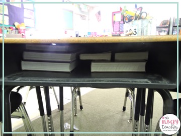 extra books inside students desks