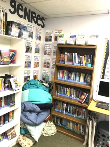 reading corner in the middle of my middle school ela classroom