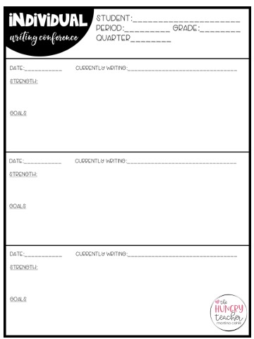 using individual writing conference forms as an English teacher grading strategies