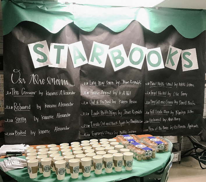 middle school book clubs starbooks book tasting set up