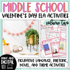cover image for valentines day ELA activities resources