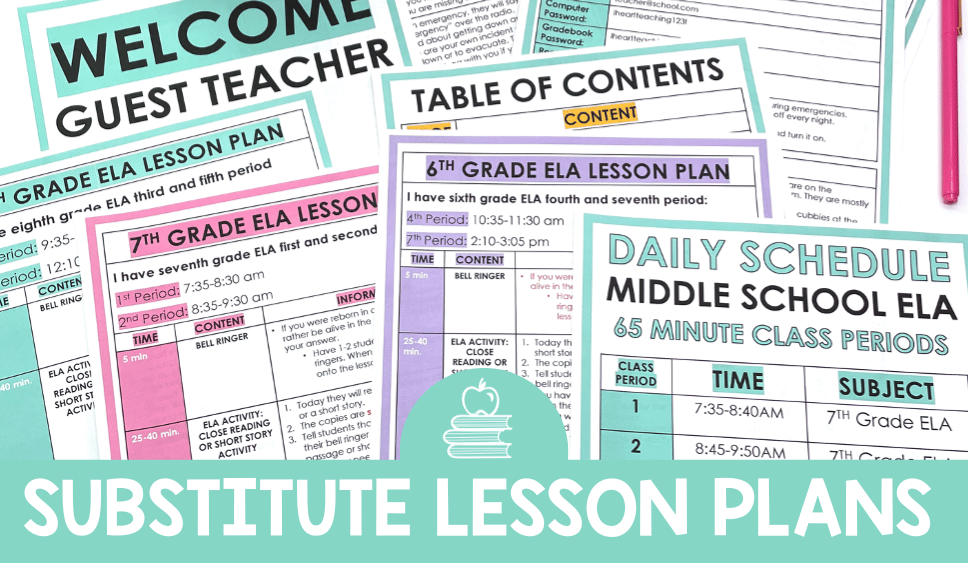 4 Easy Substitute Teacher Lesson Plans for ELA